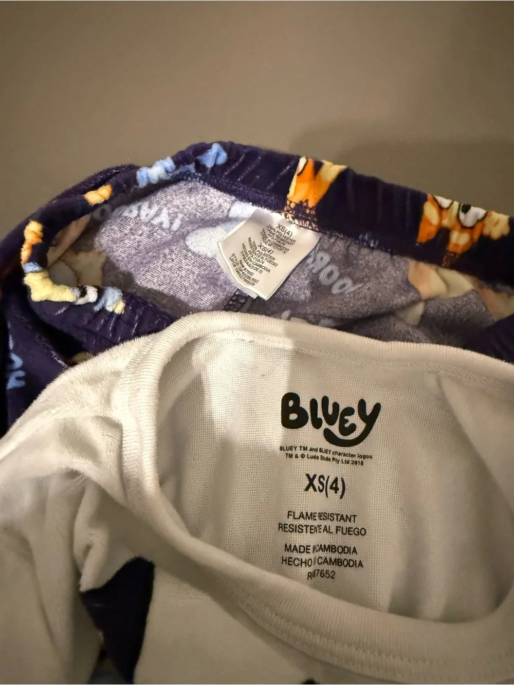 Bluey- Blue and Orange Cartoon Dog Kids Pajama Set- Size 4T